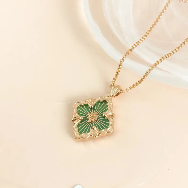 BUCCELLATI Necklace Opera Tulle Stone Pendant Necklace Green Large 2.3-42cm — cover view 9 of 10