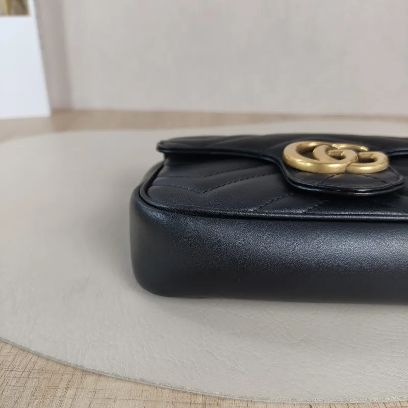 GUCCI Crossbody Bag GG Marmont Mini Marmont Mini Black Calfskinmini16.5 × 4.5 × 9.5 cm — detail view 2 of 11