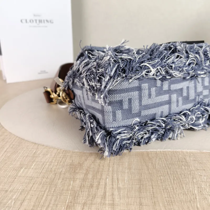 FENDI Crossbody Bag Baguette Baguette Bag Blue Canvas Medium 27 × 6 × 15 cm — detail view 1 of 13