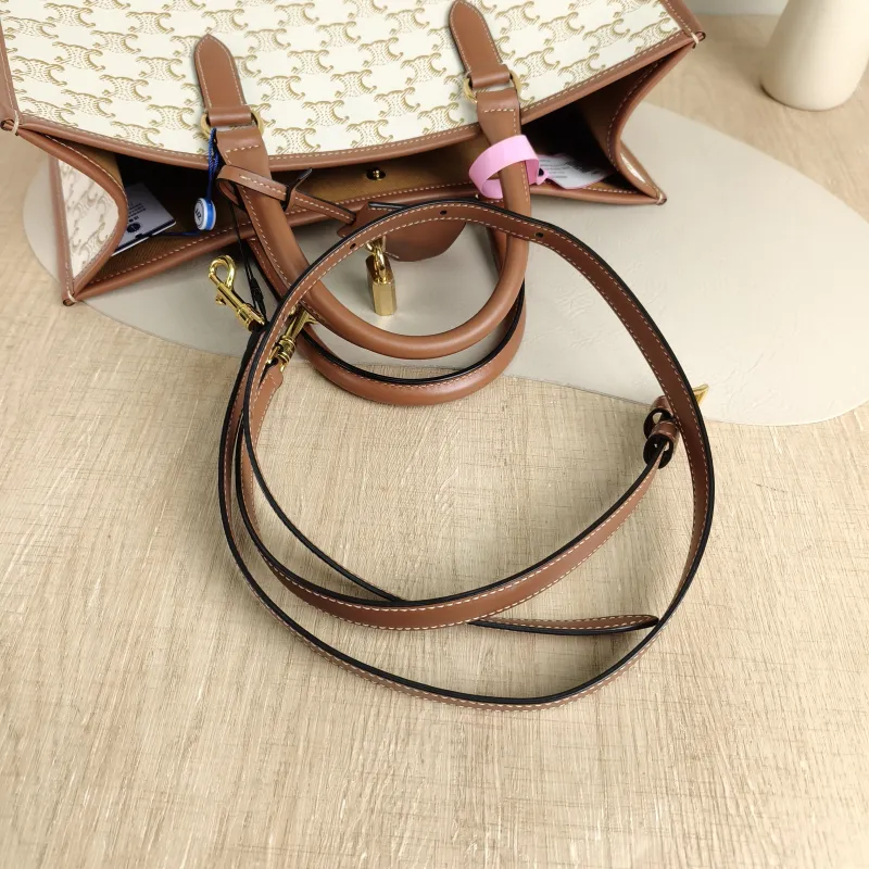 CELINE Top Handle Bag Horizontal Cabas Shopping Tote Beige PVC Mini 34 × 12 × 22.5 cm — detail view 3 of 11