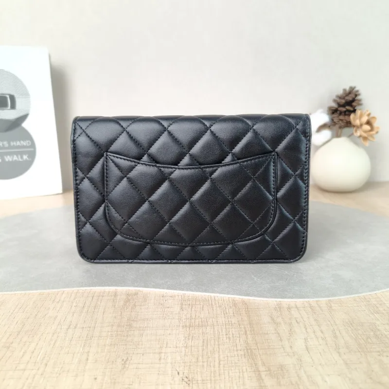 Chanel Crossbody Bag CF WOC Black Lambskin Mini 19.2 × 3.5 × 12.3 cm — cover view 4 of 5