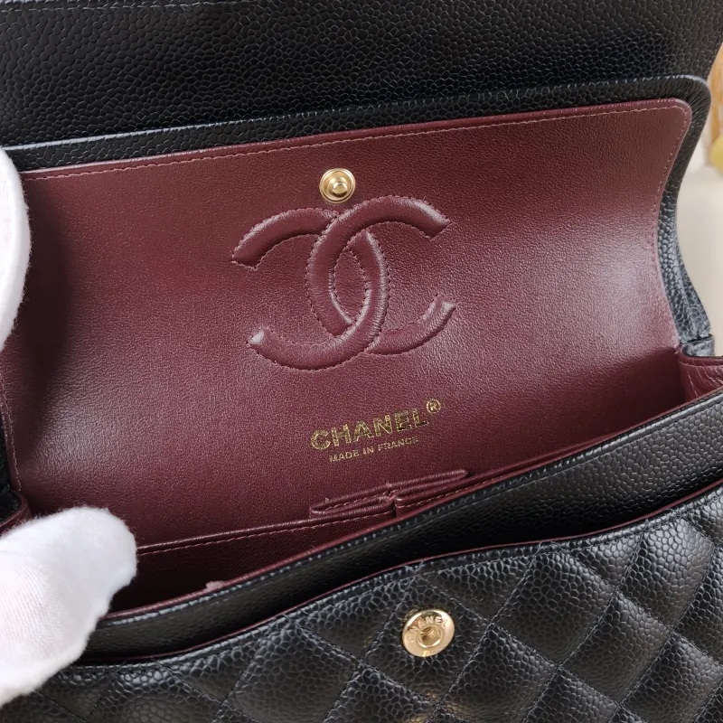 Chanel Crossbody Bag Classic Flap CF Black Grained Calfskin Small 23 × 6 × 14.5 cm — detail view 10 of 11