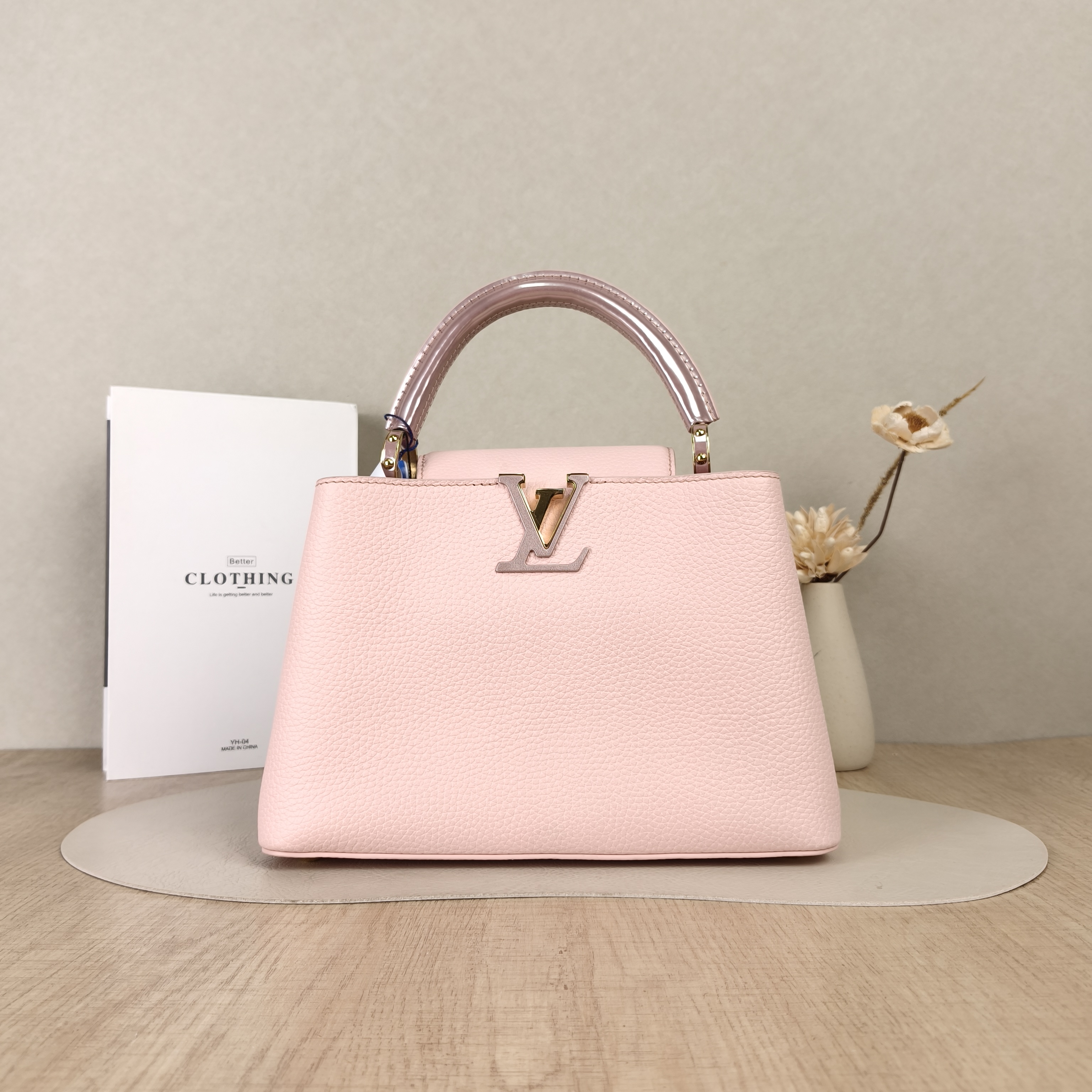 Louis Vuitton Top Handle Bag Capucines Pink Calfskin BB27 × 9 × 17.5 cm