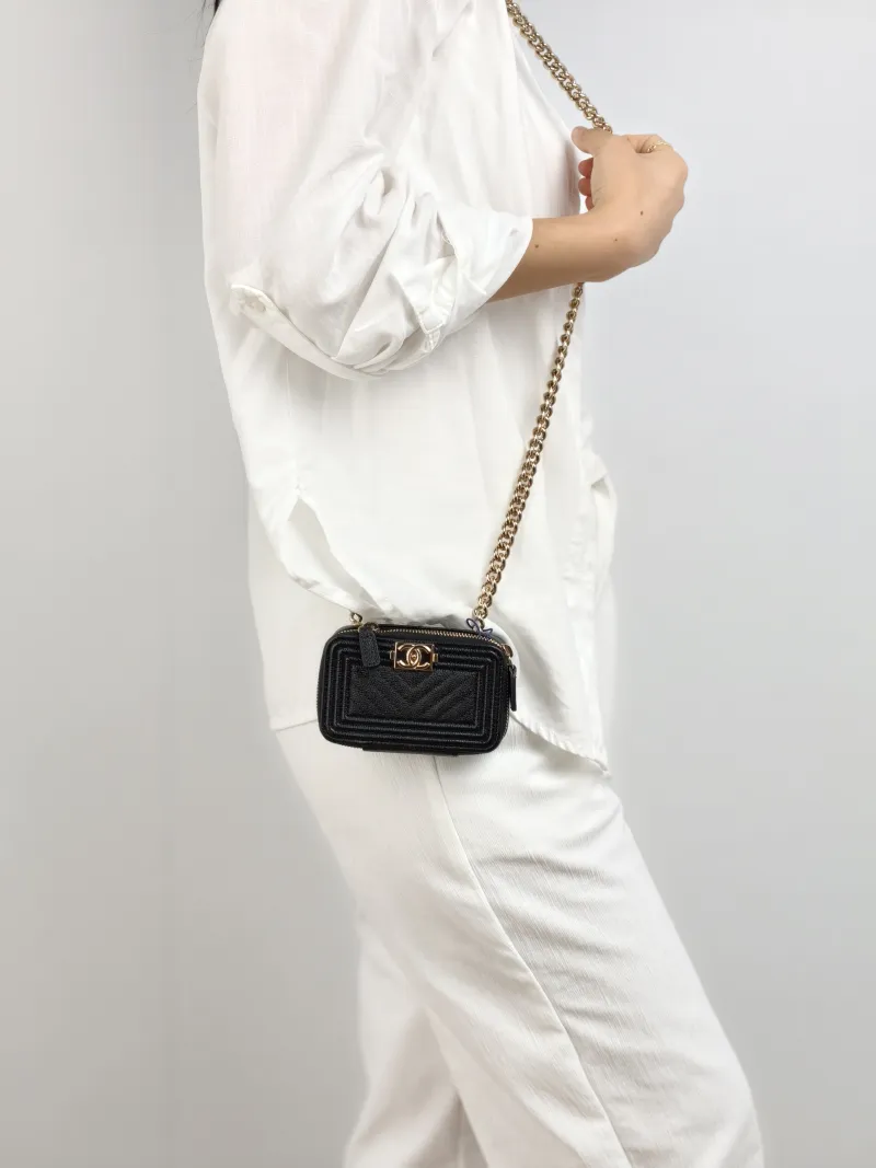Chanel Crossbody Bag le boy Crossbody Bag Black Calfskin One Size 11 × 4 × 7 cm 32 — on-model view 2 of 2