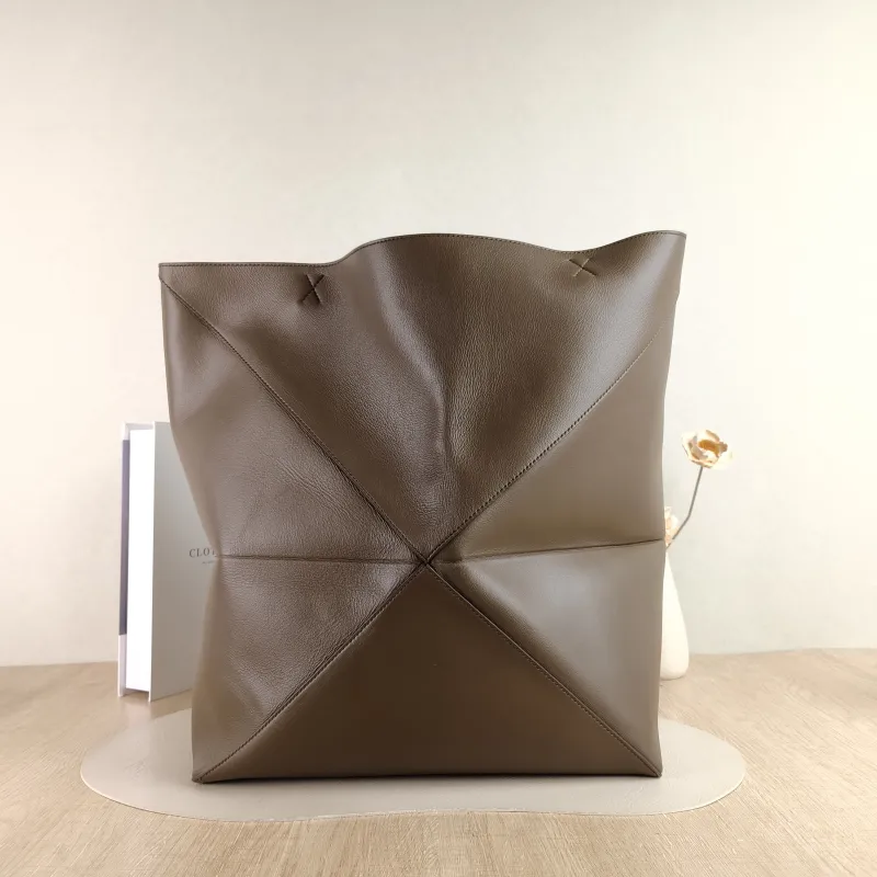LOEWE Shoulder Bag Puzzle Fold Shopping Tote Brown Calfskin Large 42 × 41 × 18 cm — cover view 2 of 4