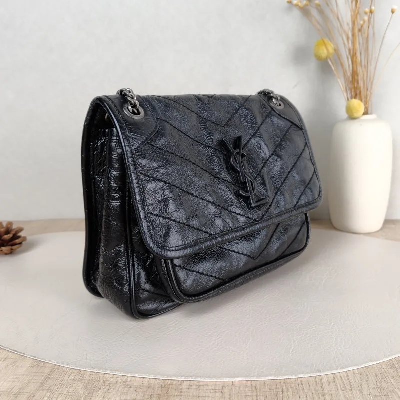 SAINT LAURENT Crossbody Bag Niki Black Waxed Leather Calfskin Small 21 × 7.5 × 16 cm — cover view 5 of 5