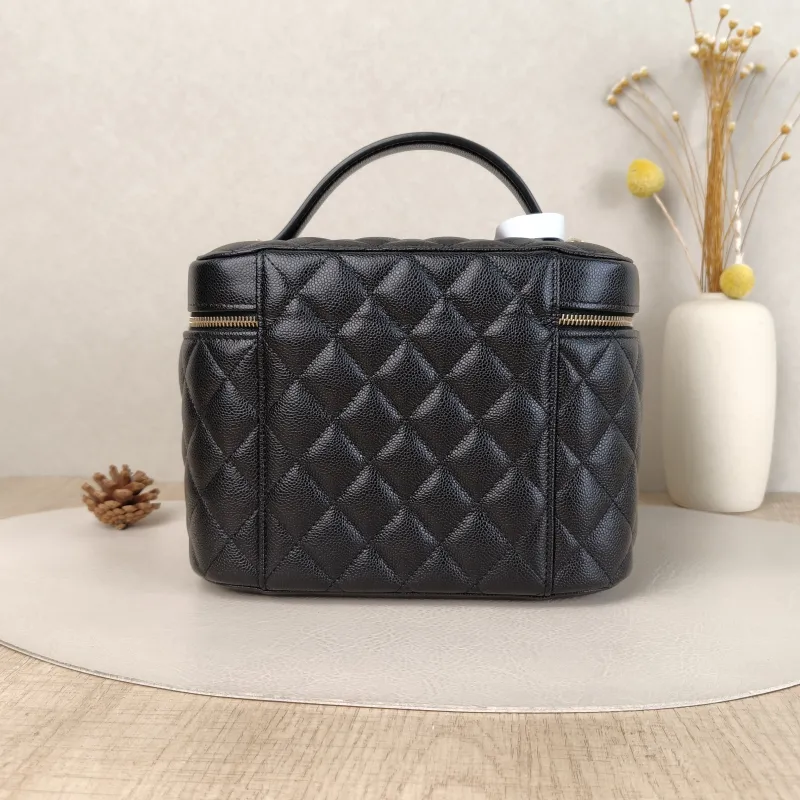Chanel Top Handle Bag 22C Box Bag Cosmetic Bag Black Grained Calfskin 21 × 14 × 15 cm — cover view 5 of 5