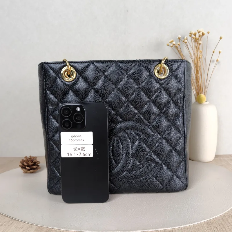 Chanel Shoulder Bag Petite Shopping Tote PST Shopping Tote Black Grained Calfskin Small 24 × 9 × 25 cm 14 — cover view 2 of 5