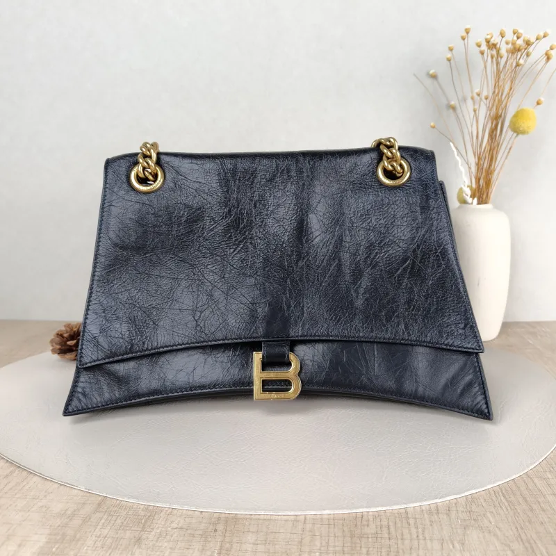 BALENCIAGA Shoulder Bag CRUSH Chain Bag Black CC alfskin Medium30 × 13 × 20 cm