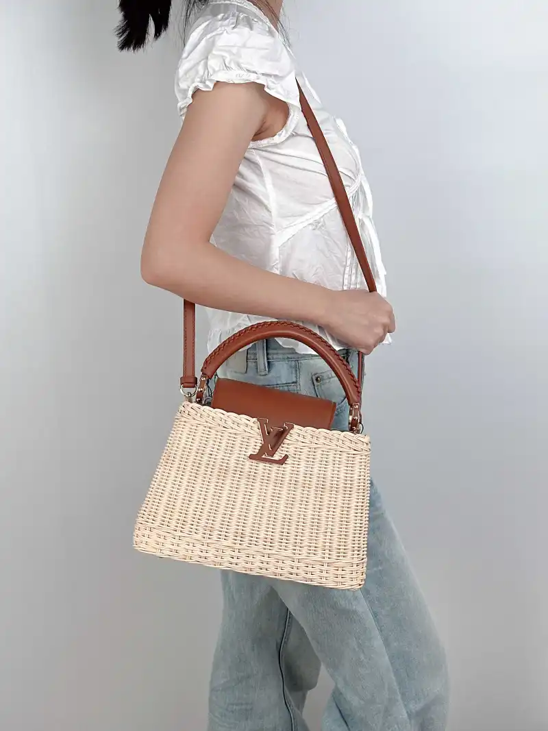 Louis Vuitton Top Handle Bag Capucines Brown · Calfskin BB27 × 9 × 18 cm — on-model view 1 of 3