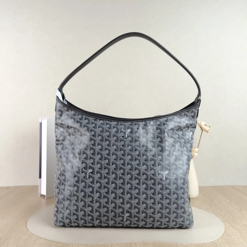 GOYARD Shoulder Bag Boheme Hobo​ Grey ine Canvas Small 43 × 14 × 27 cm