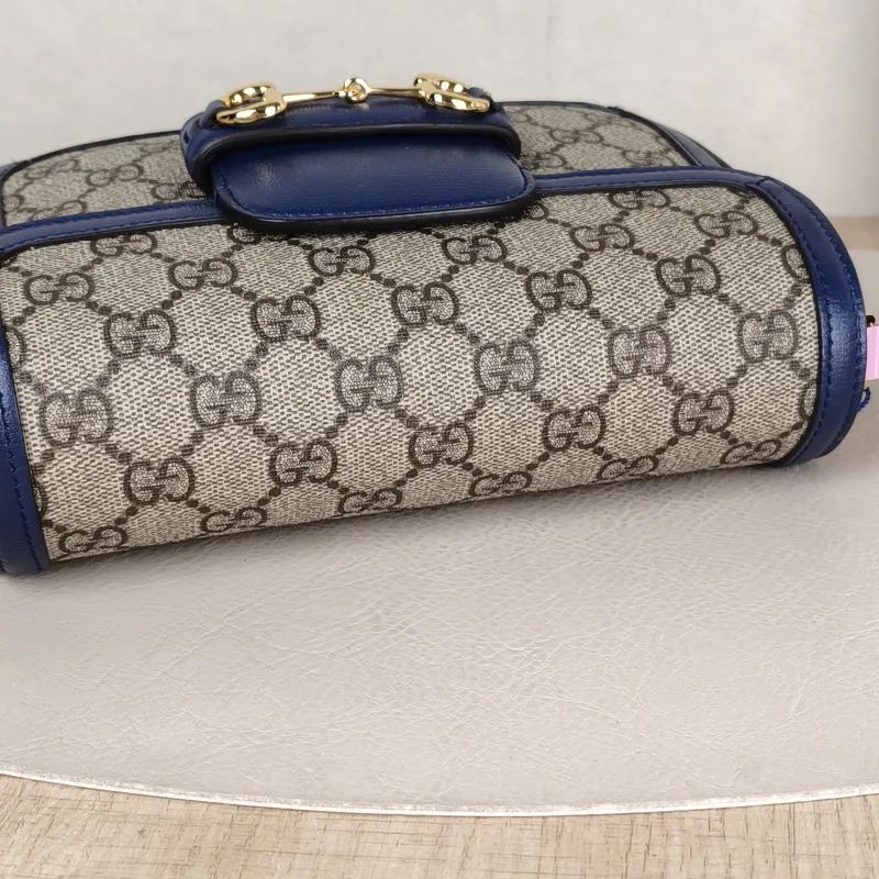 GUCCI Crossbody Bag Horsebit 1955 Horsebit Small Blue Monogram PVC Calfskin Small 20.5 × 5 × 14.5 cm — detail view 2 of 13