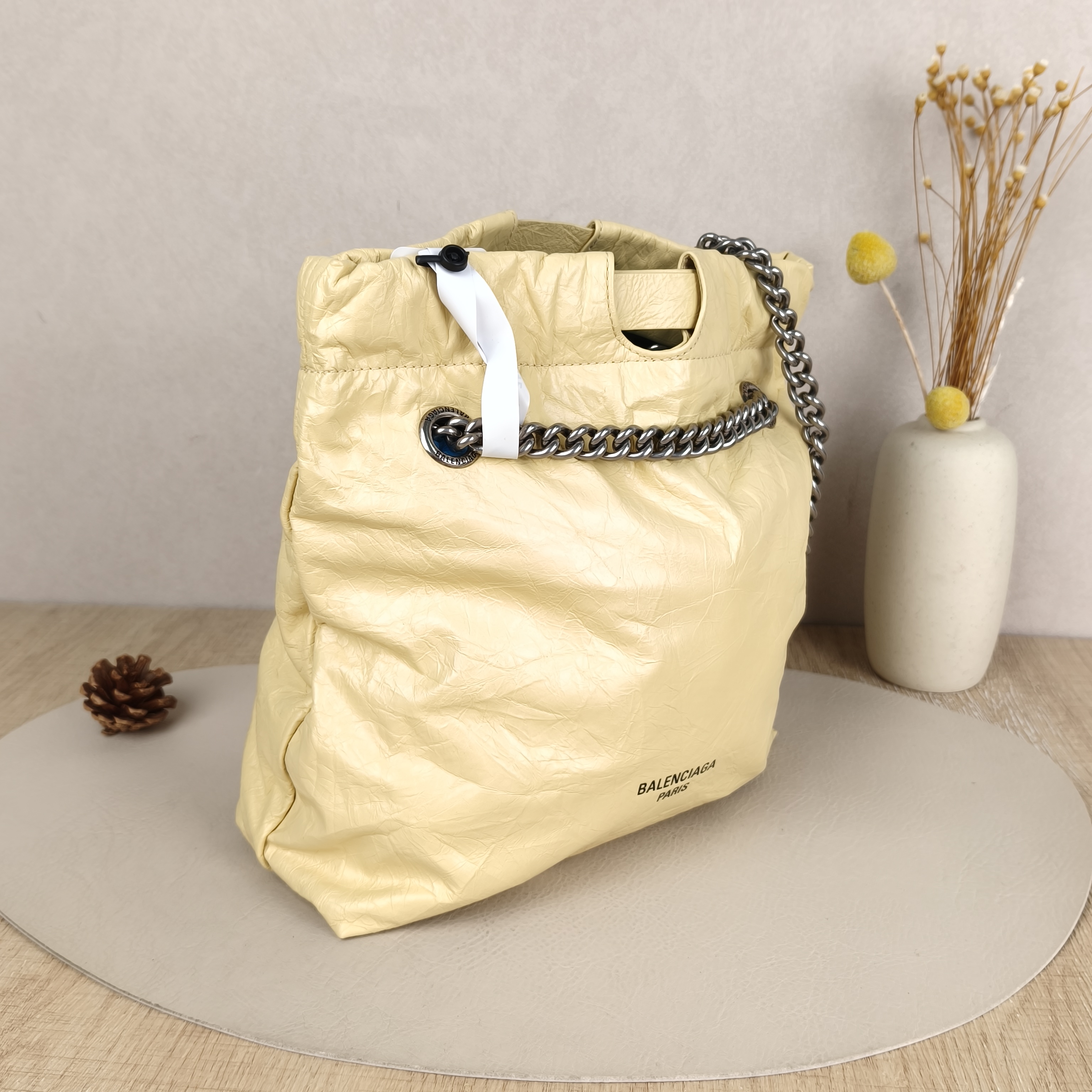 BALENCIAGA Shoulder Bag Crush Yellow Calfskin Small25 × 9 × 26 cm — cover view 9 of 9