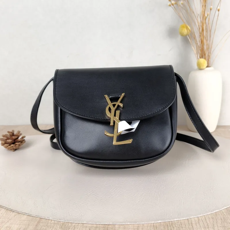 SAINT LAURENT Shoulder Bag Kaia Black Calfskin 16 × 5.5 × 15.5 cm