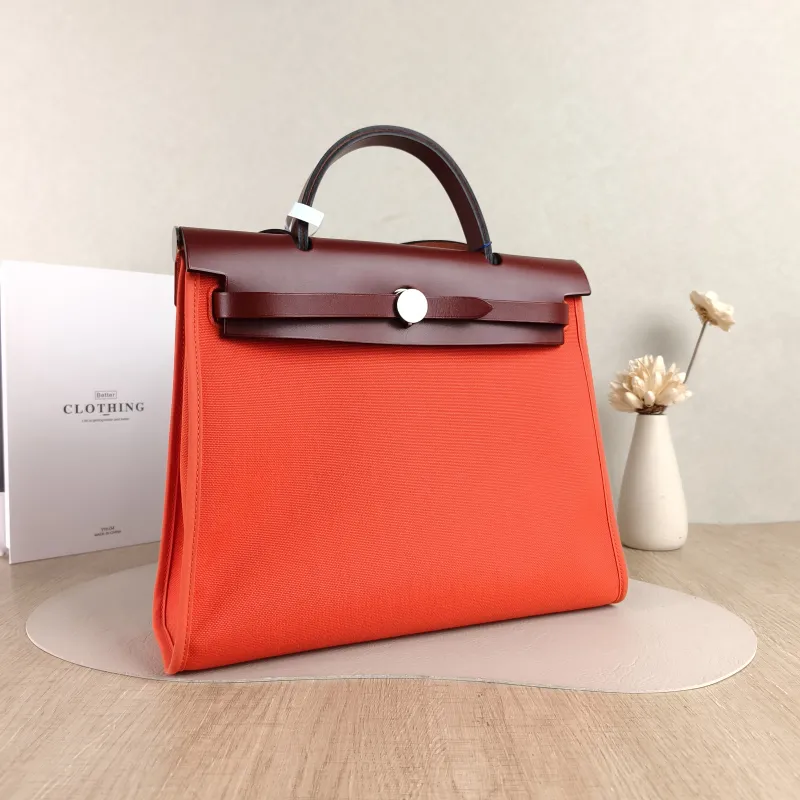 Hermès Crossbody Bag Herbag 319T 55 Calfskin，Canvas Medium30.5 × 11 × 25.5 cm — cover view 5 of 6