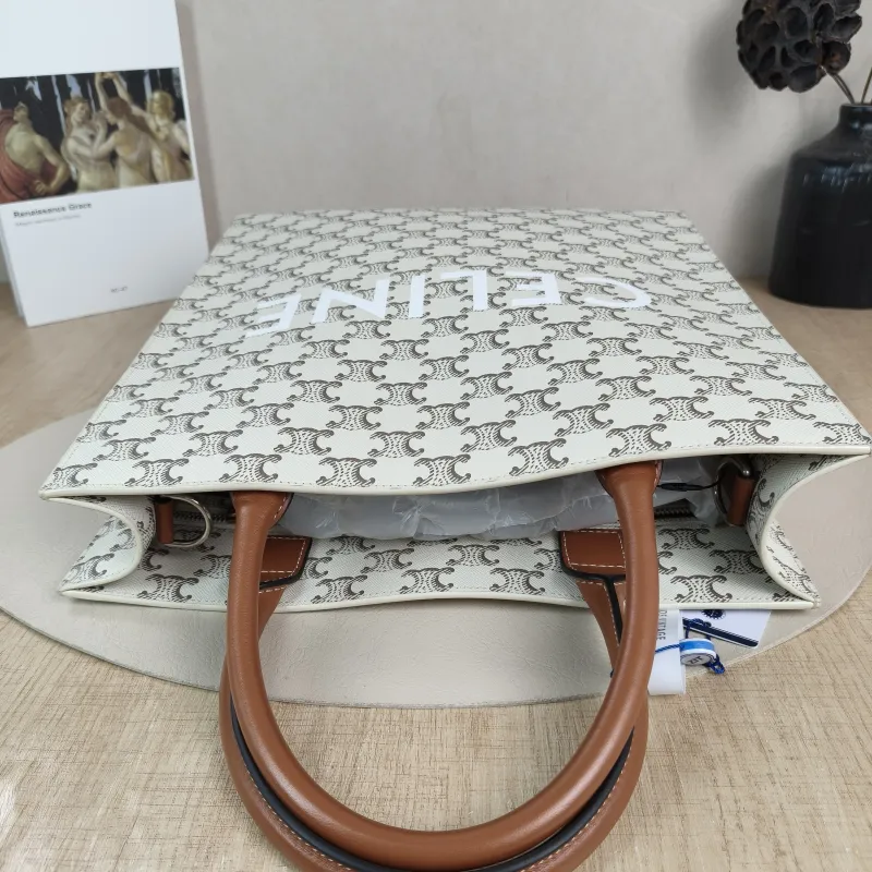 CELINE Crossbody Bag CABAS White Monogram PVC Medium 31.5 × 5 × 35 cm — detail view 6 of 12