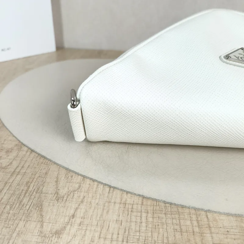 PRADA Shoulder Bag Triangle White Calfskin One Size25 × 7 × 15 cm — detail view 3 of 9