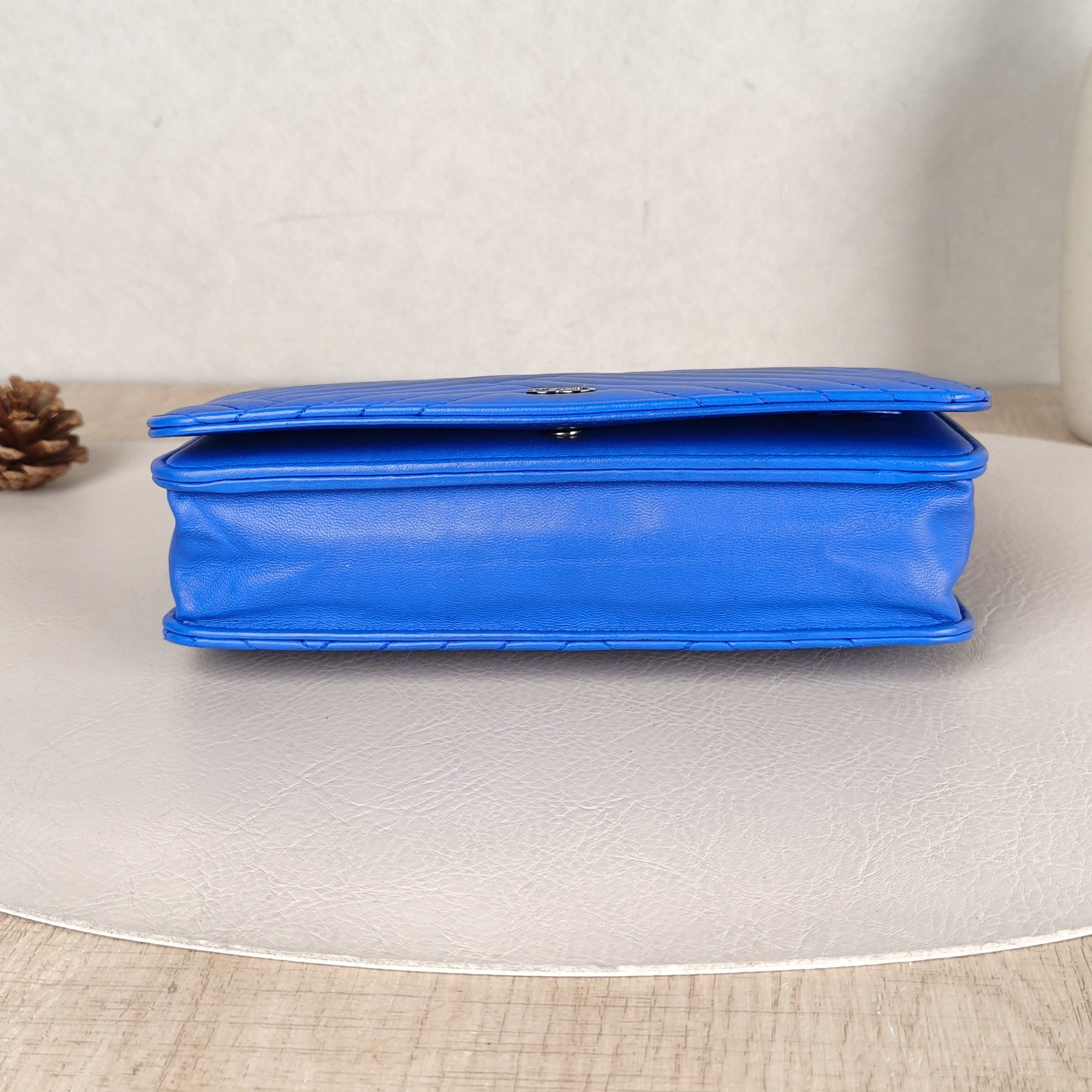 Chanel Crossbody Bag Classic Flap WOC CF WOCWOC Bag V Blue Lambskin 19.2 × 3.5 × 12.3 cm — cover view 4 of 5