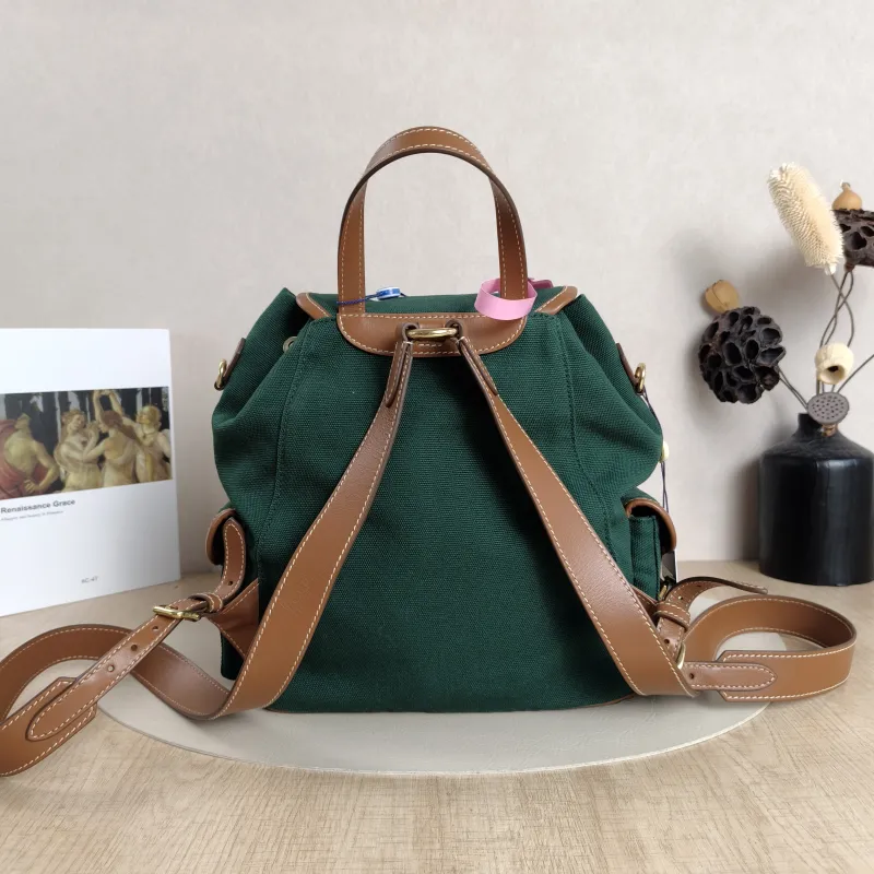 Miumiu Backpack Backpack Green Canvas Large25 × 14 × 25 cm — cover view 4 of 5