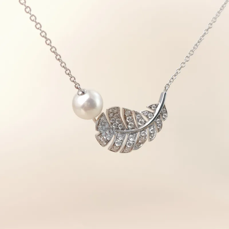 Chanel Necklace Plume Pavé Diamond Necklace White Gold Diamond18KW hite Gold One Size 40cm — cover view 4 of 10