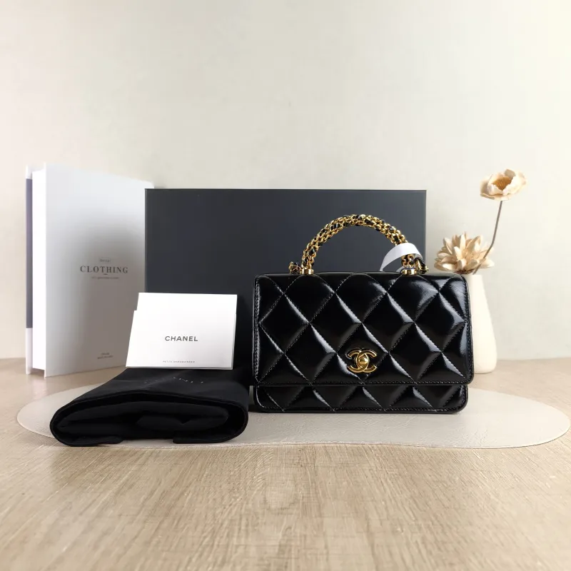 Chanel Crossbody Bag woc Black Waxed Leather One Size 19.2 × 3.5 × 12.3 cm — cover view 6 of 6