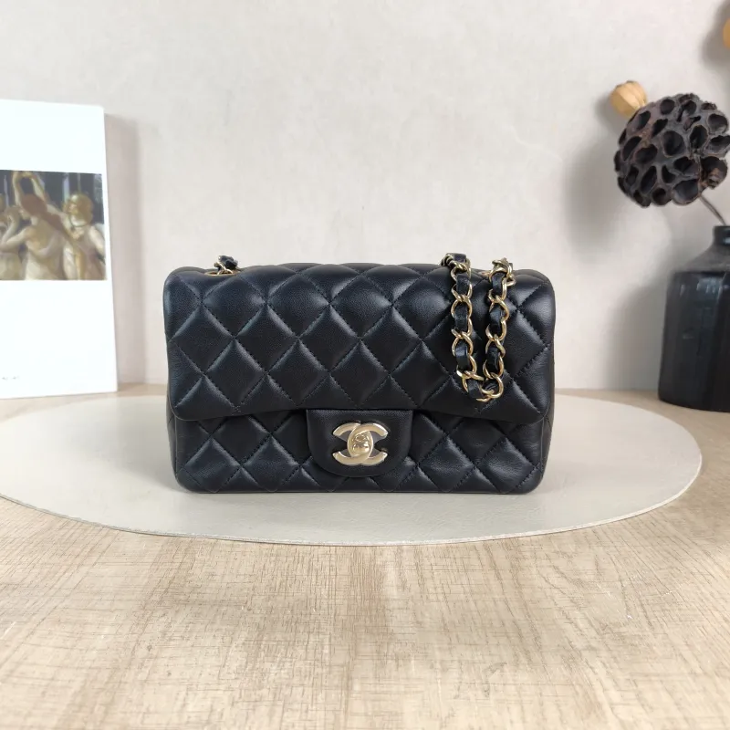 Chanel Crossbody Bag Classic Flap Large Mini CF Mini Black SL ambskin mini 20 × 6 × 12 cm