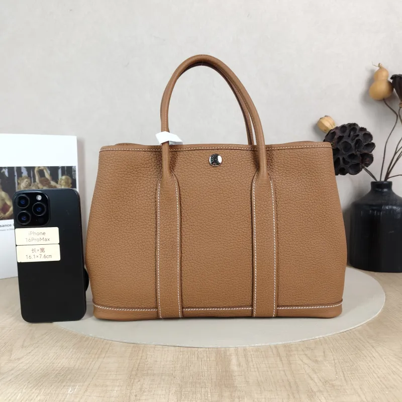 Hermès Top Handle Bag Garden Party 30 30 Negonda Calfskin Medium 30 × 13 × 21 cm K — cover view 6 of 6