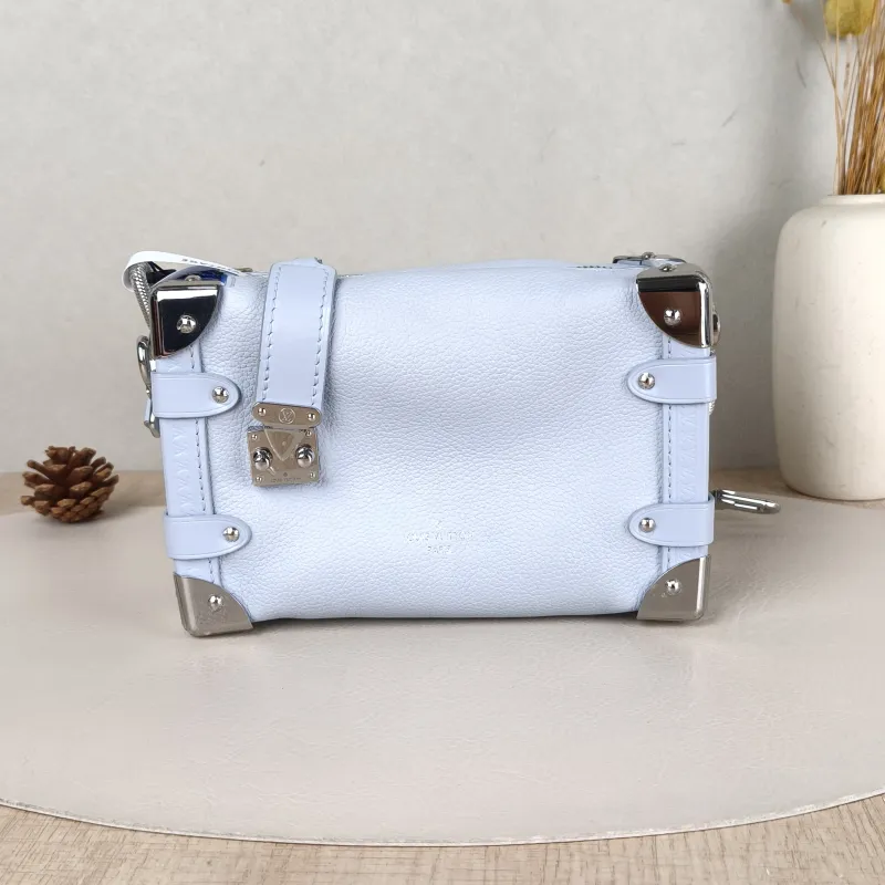 Louis Vuitton Crossbody Bag Side Trunk Box Blue Calfskin Small18 × 8 × 12.5 cm