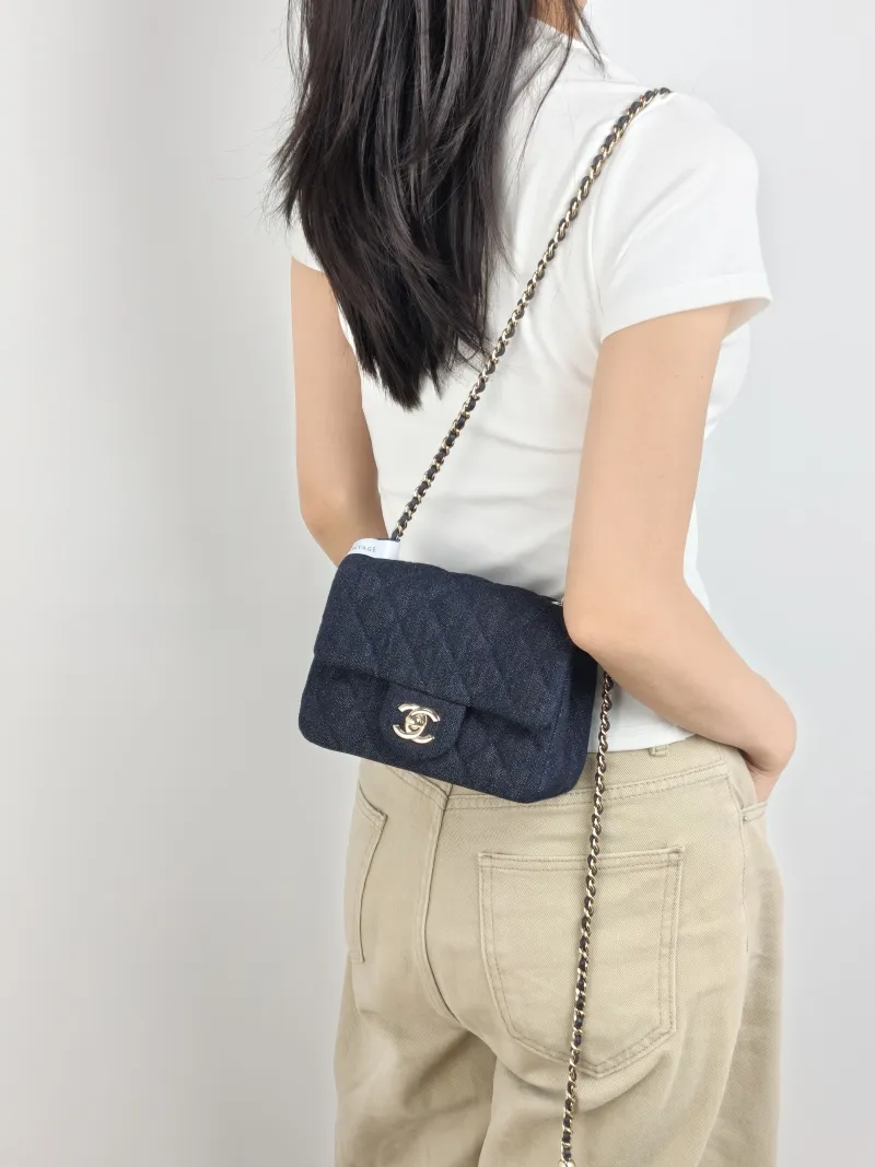 Chanel Crossbody Bag Navy One Size 17 × 8 × 13.5 cm — on-model view 2 of 3