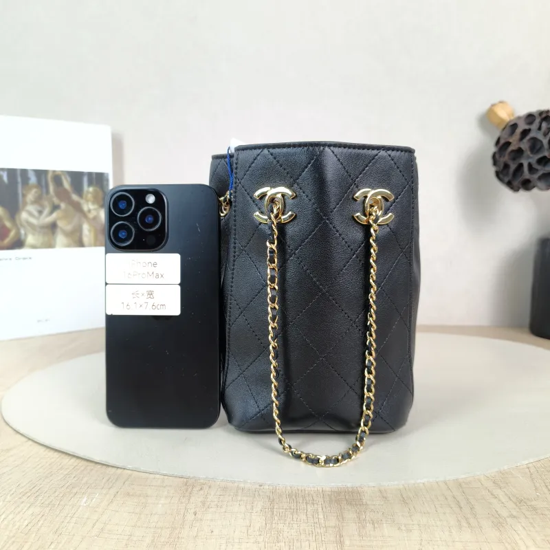 Chanel Shoulder Bag Bucket Bag Black Lambskin One Size 11 × 11 × 17.5 cm — cover view 4 of 5