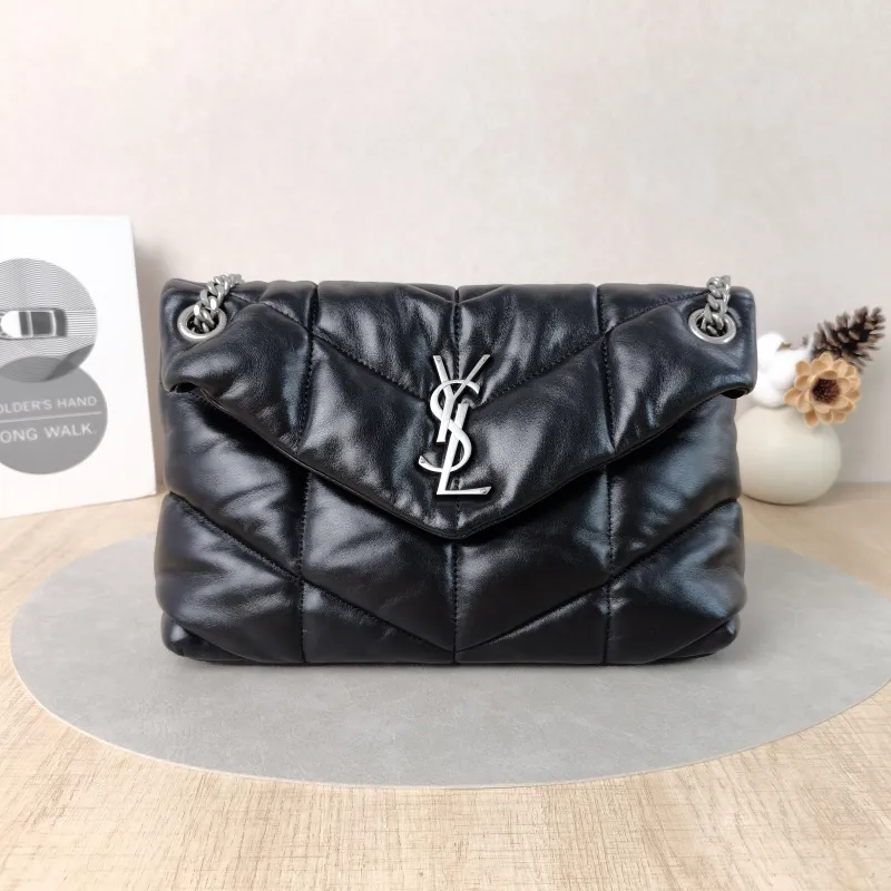 SAINT LAURENT Shoulder Bag PUFFER Black Lambskin Small29 × 11 × 17 cm