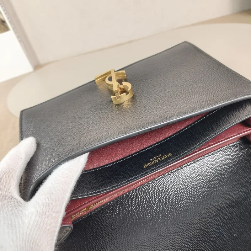 SAINT LAURENT Crossbody Bag Cassandra Black Grained Calfskin Medium 22 × 5.5 × 16.5 cm — detail view 4 of 13