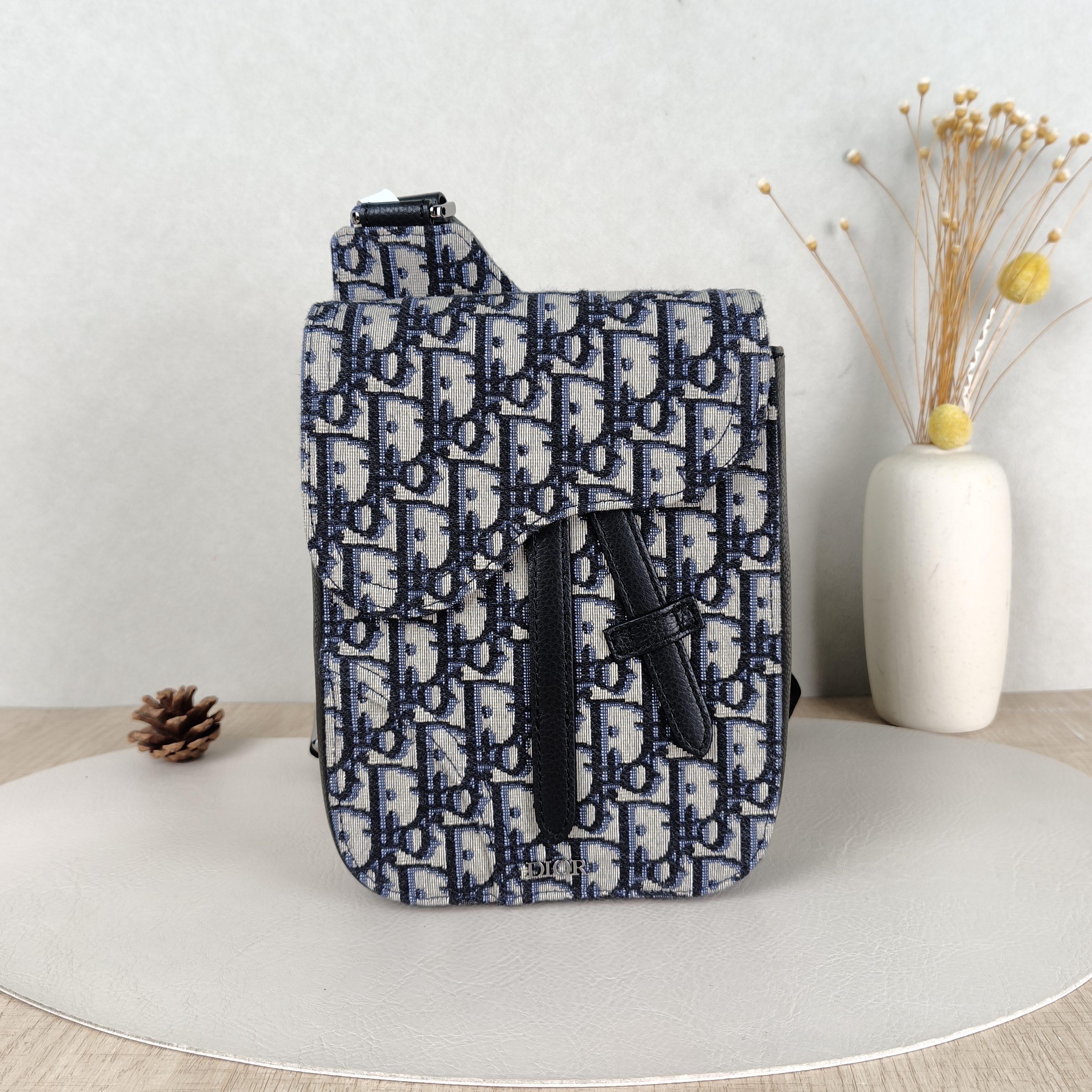 DIOR Crossbody Bag Saddle Edition Belt Bag Blue Canvas One Size16 × 5 × 21 cm