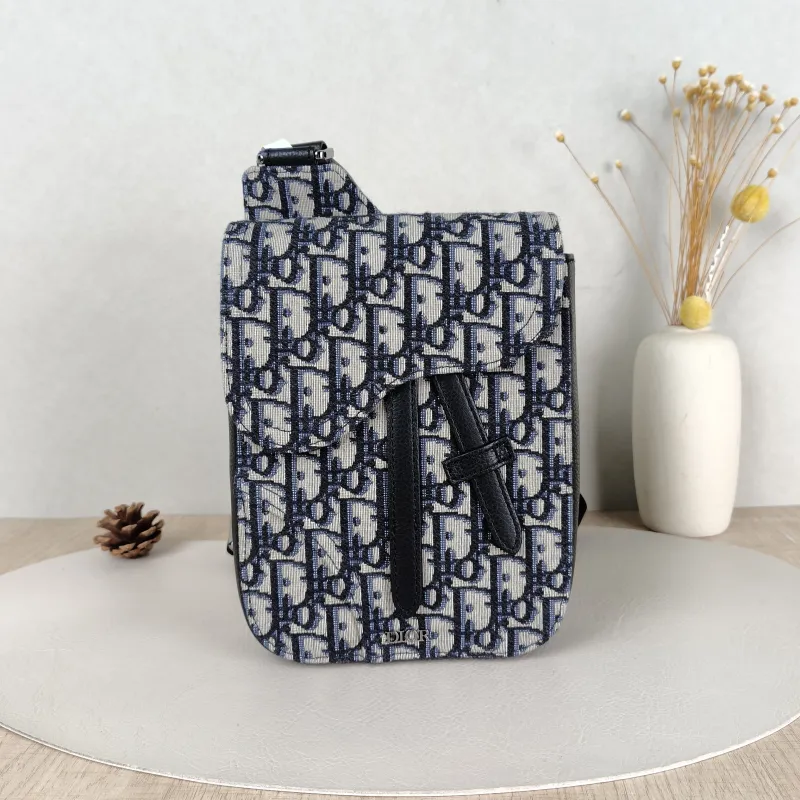 DIOR Crossbody Bag Saddle Edition Belt Bag Blue Canvas One Size16 × 5 × 21 cm