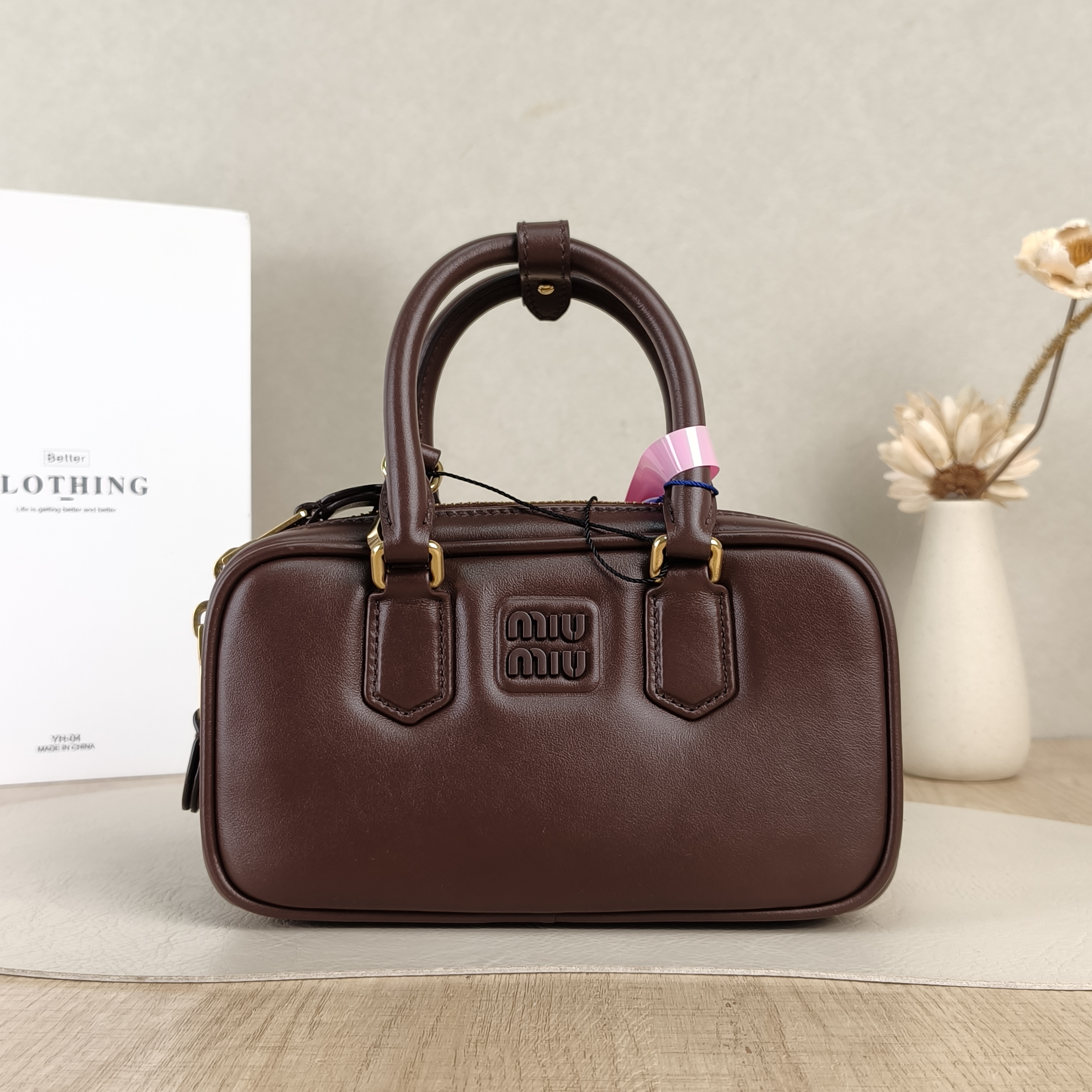 Miumiu Top Handle Bag Arcadie Collection Bowling Bag Calfskinmini19 × 5 × 10 cm
