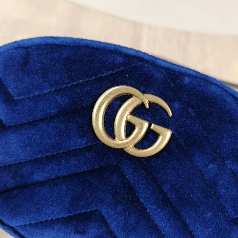 GUCCI Belt Bag GG Marmont Marmont Belt Bag Blue Velvet 19 × 5 × 11.5 cm — detail view 10 of 10