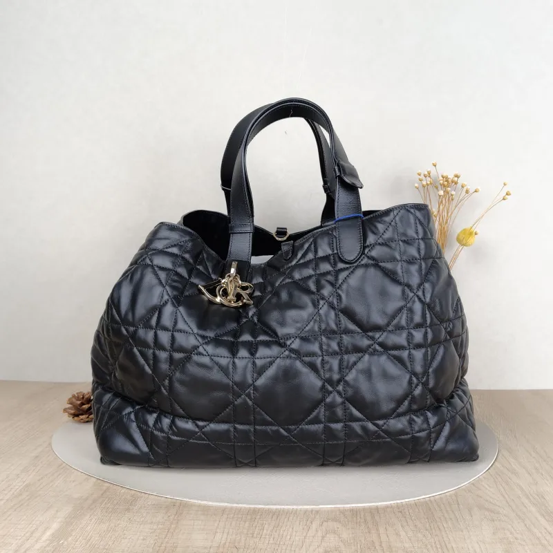 DIOR Top Handle Bag TOUJOURS Black Calfskin Large37 × 21 × 27 cm
