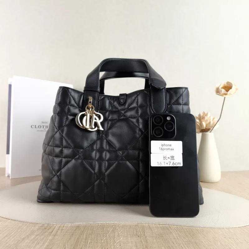 DIOR Top Handle Bag TOUJOURS Black Calfskin Medium 28.5 × 17 × 21.5 cm — cover view 4 of 5