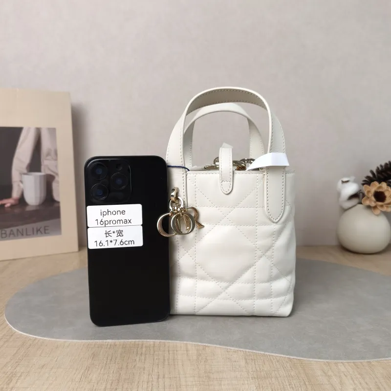 DIOR Shoulder Bag TOUJOURS Edition White Calfskin Mini 13 × 12 × 15 cm — cover view 2 of 6