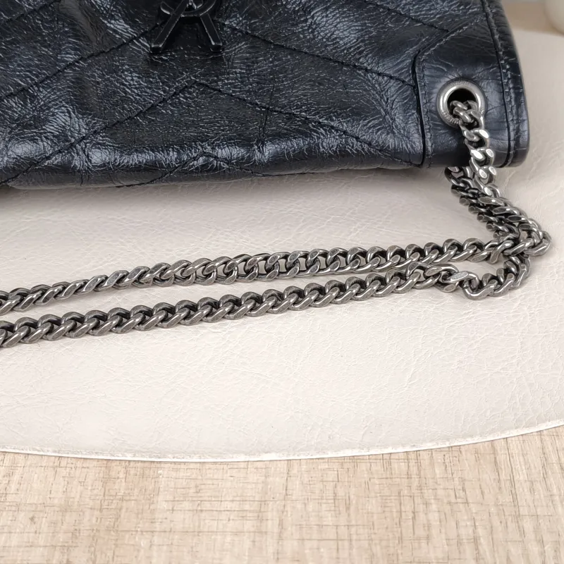 SAINT LAURENT Crossbody Bag Niki Black Waxed Leather Calfskin Small 21 × 7.5 × 16 cm — detail view 2 of 12