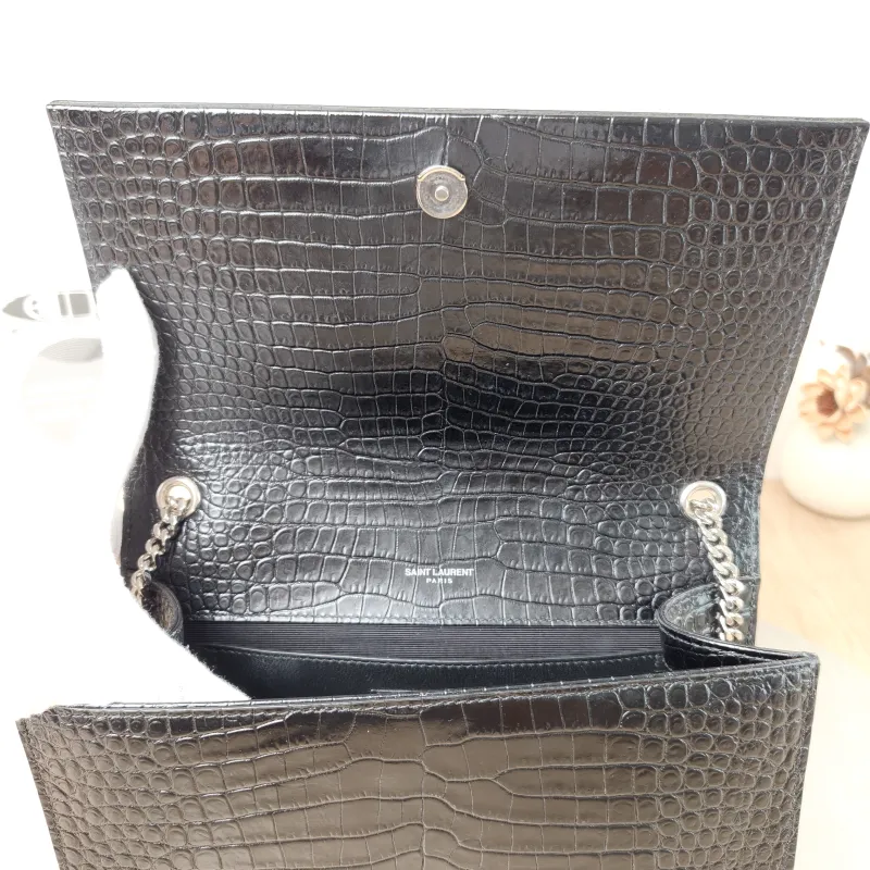 SAINT LAURENT Crossbody Bag KATE Edition Black Calfskin Medium 24 × 5.5 × 14.5 cm — detail view 8 of 11