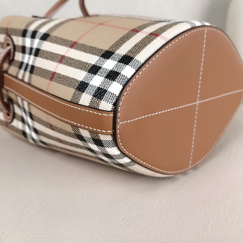 BURBERRY Crossbody Bag Canvas Bucket Bag Brown 16.5 × 11 × 18 cm — detail view 8 of 10
