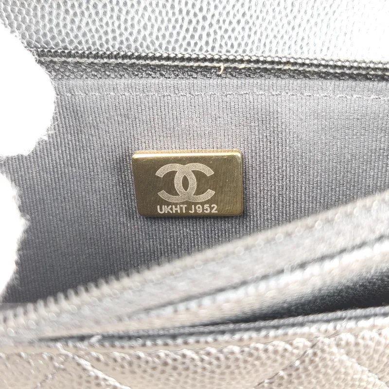 Chanel Crossbody Bag Classic Flap WOC CF WOCWOC Bag Woven c Black Calfskin One Size 19.2 × 3.5 × 12.3 cm — detail view 10 of 12