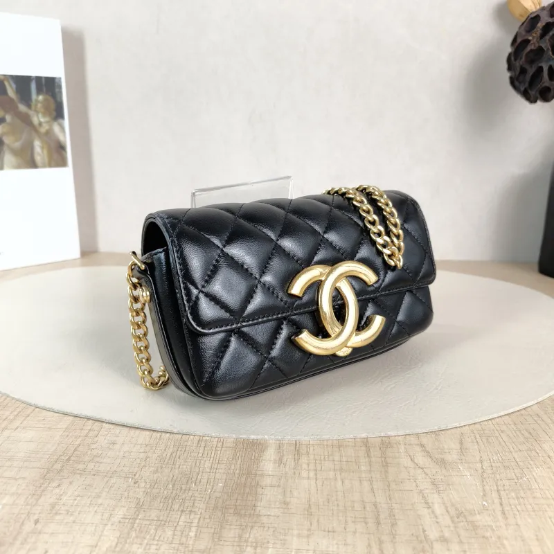 Chanel Crossbody Bag C logo Crossbody Bag Black with Gold-Tone Hardware Lambskin One Size 17 × 4 × 10 cm — cover view 5 of 6