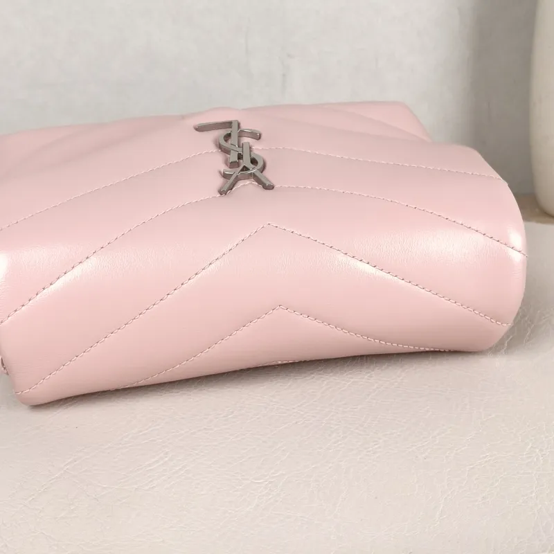 SAINT LAURENT Shoulder Bag LOULOU Pink Calfskin Mini 20 × 7.5 × 14 cm — detail view 8 of 11