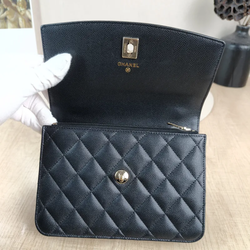 Chanel Backpack Backpack Black Grained Calfskin One Size18.2 × 5 × 14 cm — detail view 12 of 15