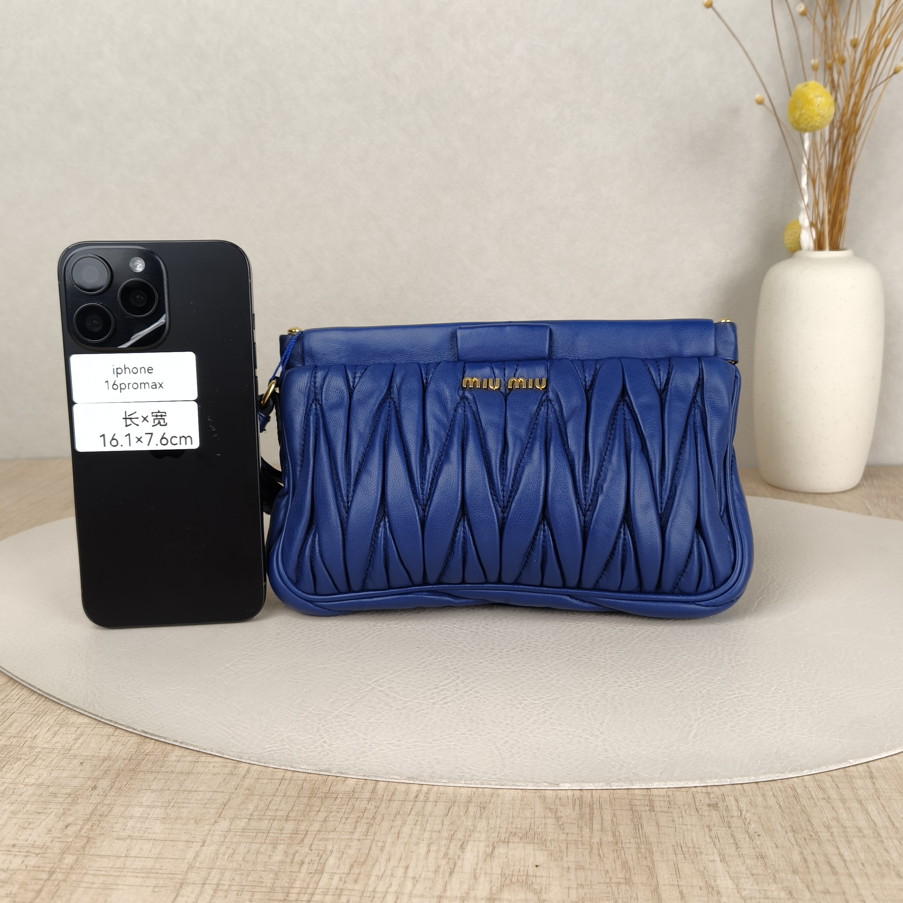 Miumiu Wallet Clutch Wallet Blue Lambskin 21 × 2.5 × 13.5 cm — cover view 3 of 5