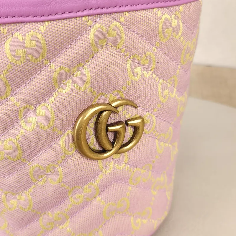 GUCCI Crossbody Bag GG Marmont Marmont Bucket Bag Canvas Calfskin mini14 × 13 × 17 cm — detail view 9 of 13