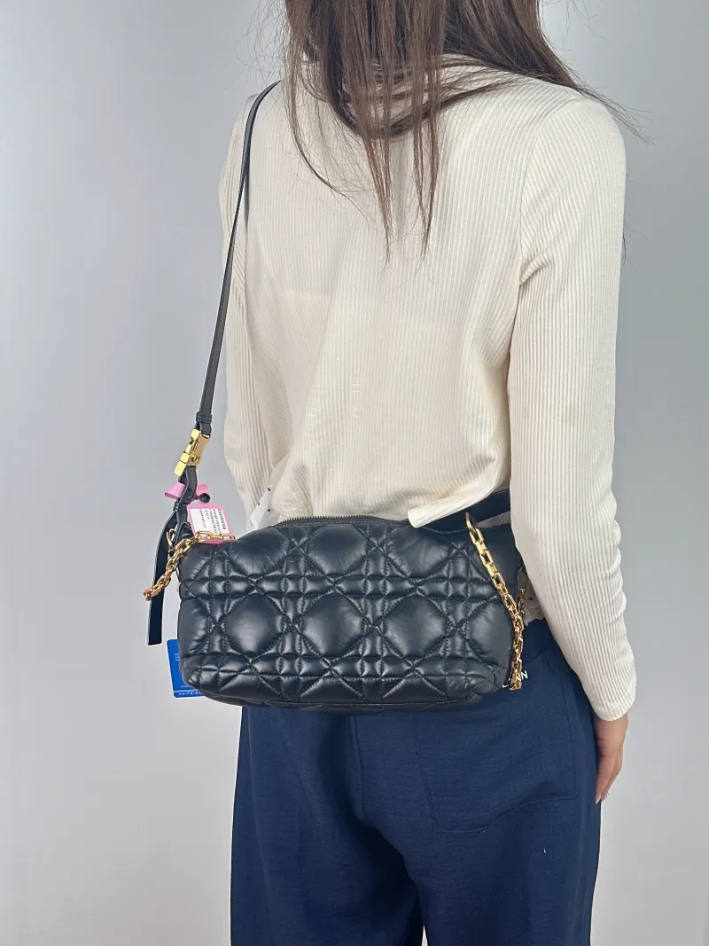 DIOR Crossbody Bag Sac Nomad Clutch Vanity Case Bag Black Calfskin Small 34 × 10 × 17 cm — on-model view 2 of 2