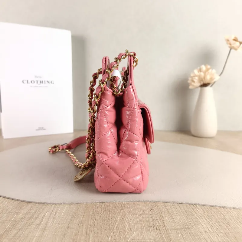 Chanel Crossbody Bag HOBO Pink Waxed Leather Small 19 × 6 × 17 cm — detail view 5 of 13